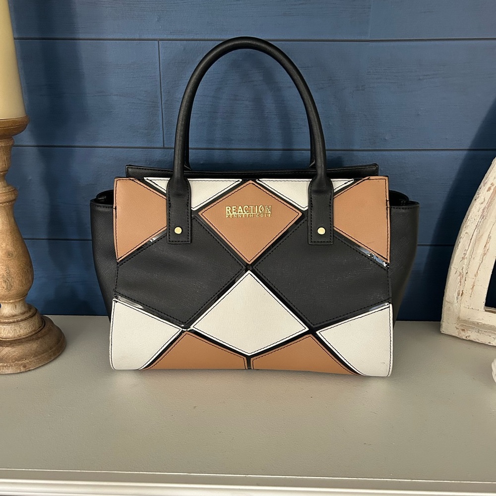 Black and Tan Geometric Women's Bag